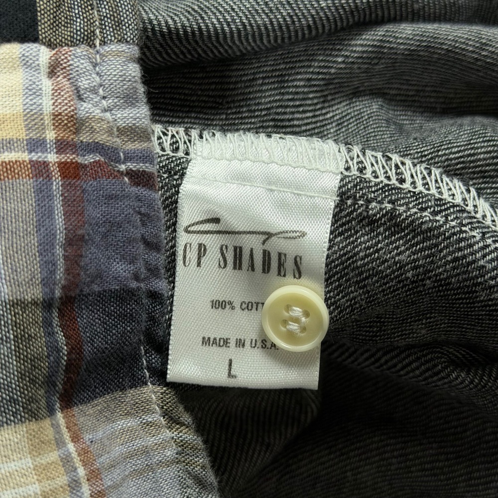 CP Shades Plaid Button-Down Shirt in Blue, Black & Cream - Picture 7 of 9